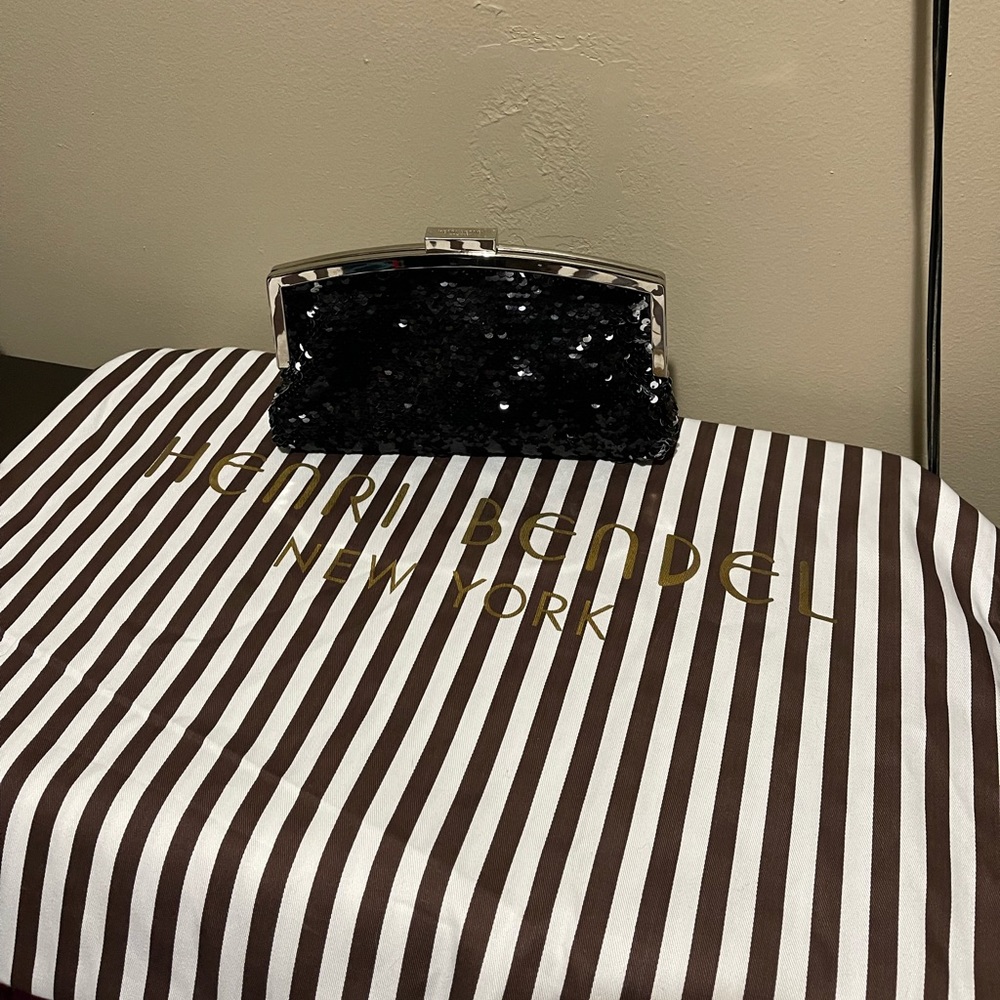 Henri Bendel Revers-able Sequined Black/Clutch Two-Way Clutch